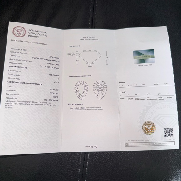 Pear ring Lab-Created Diamond - Picture 11 of 11